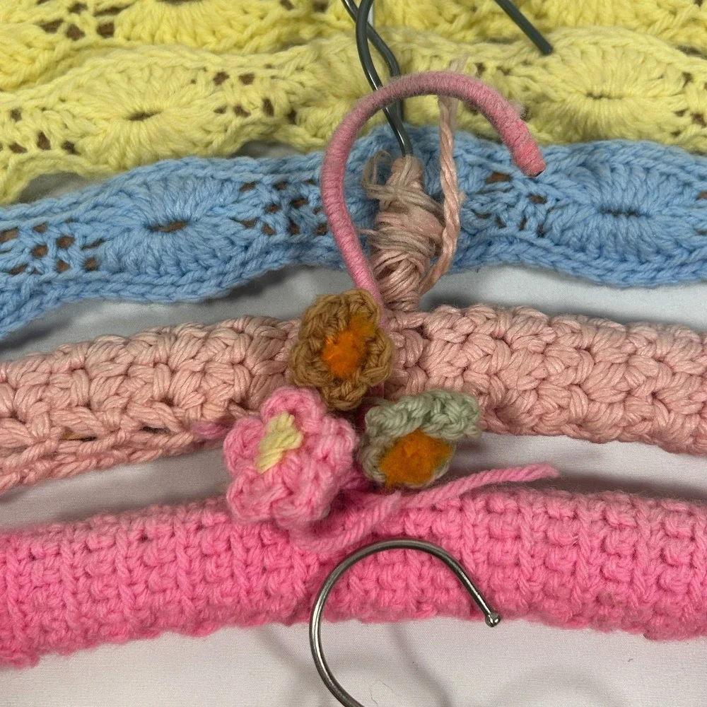 Vintage Handmade Crochet Clothes Hangers Yarn (9) Granny‎ Core Cottage Colorful